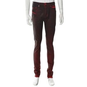 Purple Brand P001 Slim Fit Low Rise Jeans Red Black Coated Wax Size 30 NWT